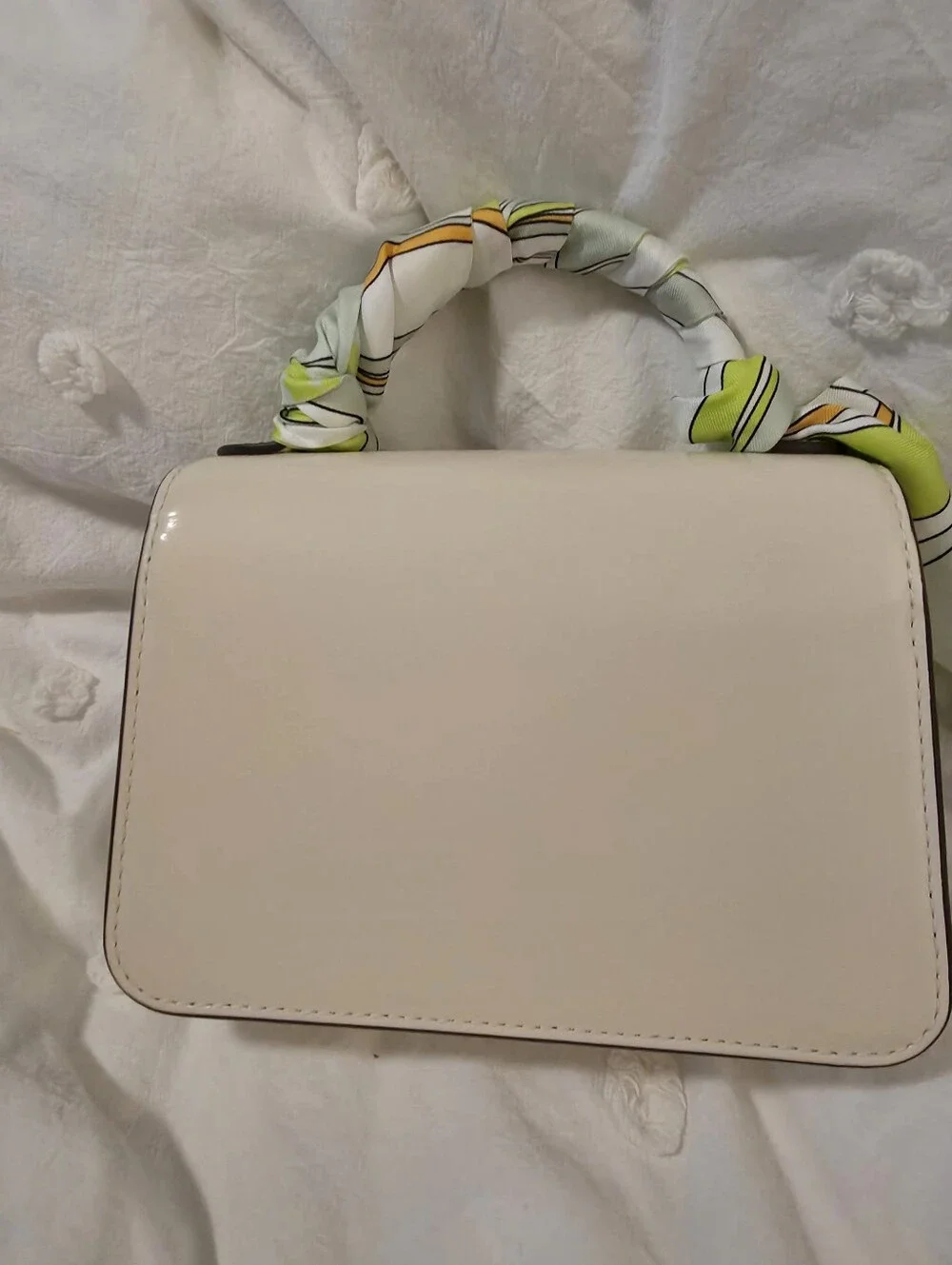 Tory Burch CreamTop-Handle Crossbody Tory Burch Bag with Tory Burch Scarf Accent